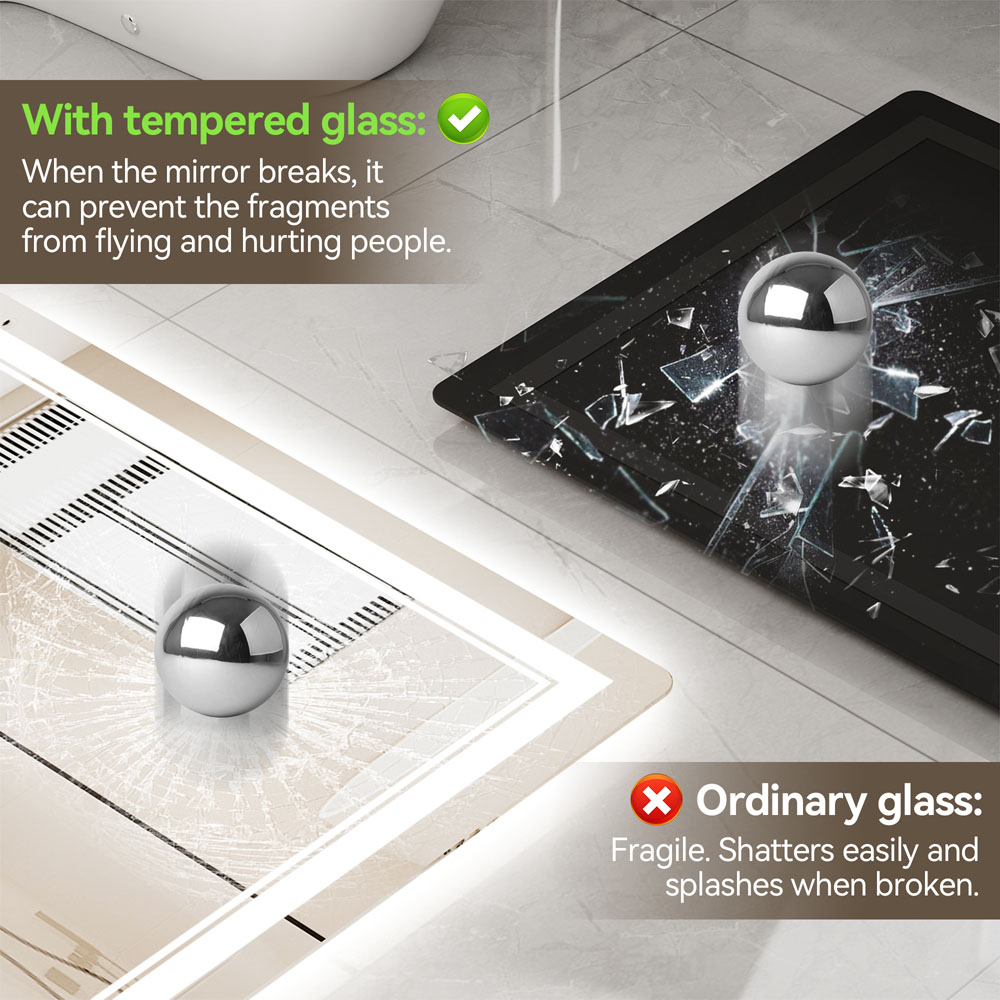 Rattrix White Anti-Fog LED Bathroom Mirror with Dimmable Lights and Memory Function 70 x 50cm Image 6
