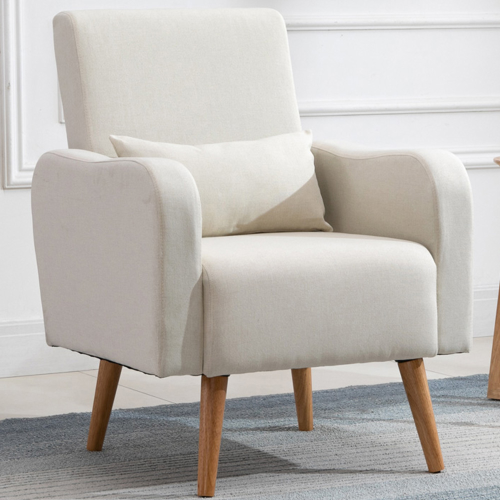 Portland Cream Linen-Touch Accent Armchair Image 1