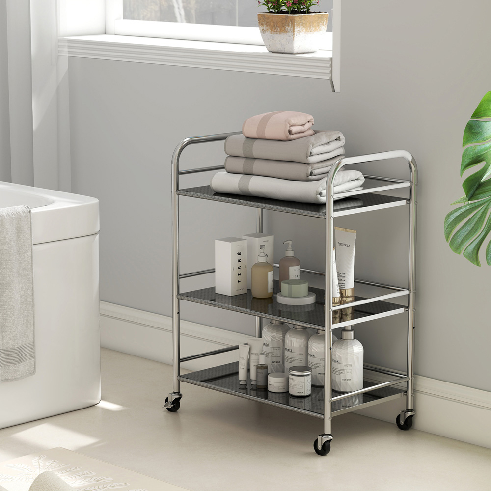 Portland 3 Tier Silver Kitchen Trolley Image 3
