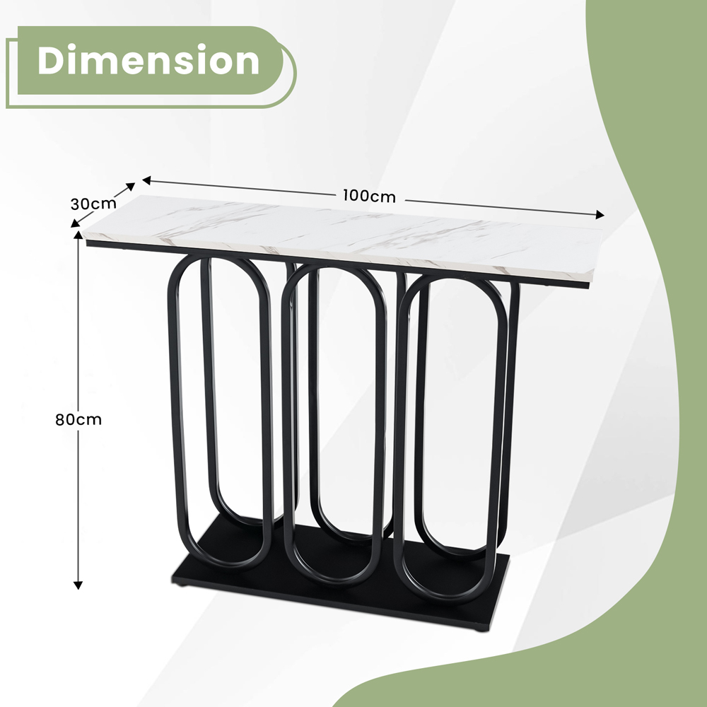 Costway Black Faux Marble Side Table Image 9