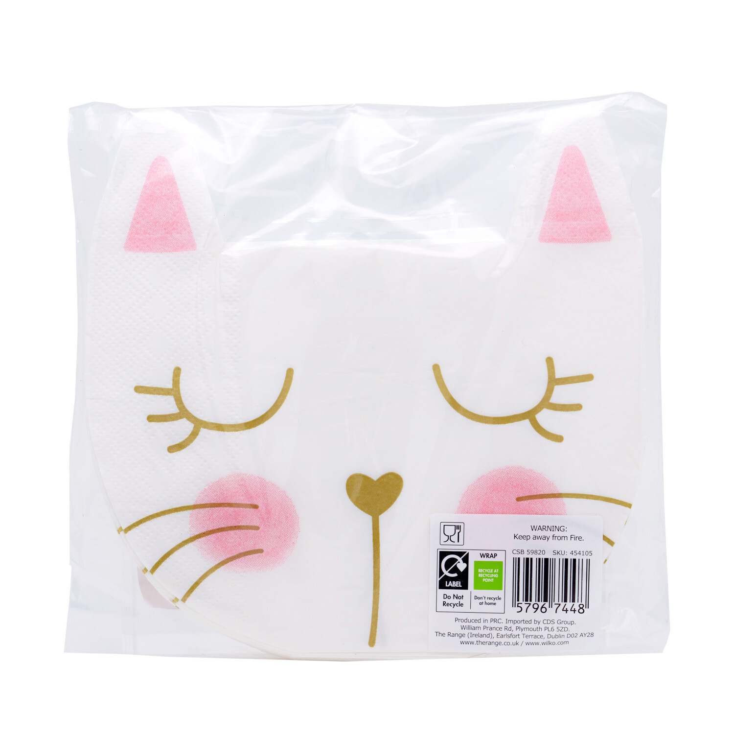 Pack of 16 Kitten Party Paper Napkins Pink Image 3