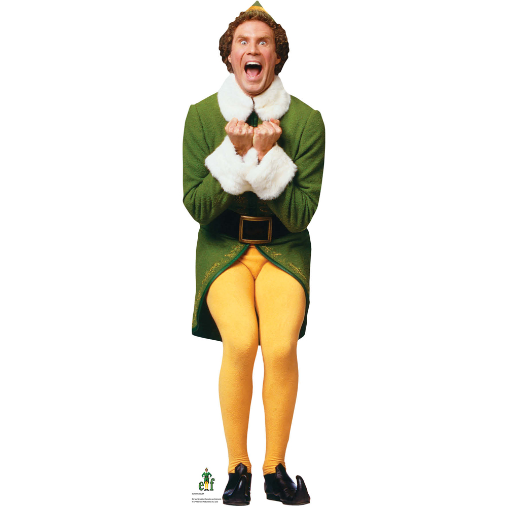 Star Cutouts Mini Buddy Elf Excited For Christmas Cardboard Cutout 2.11ft Image 1