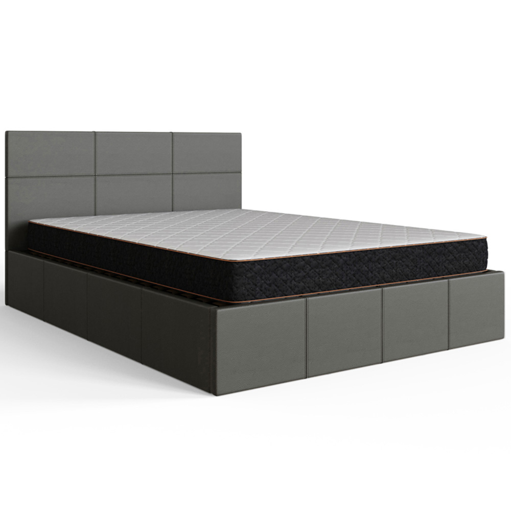 GFW King Size Grey Hopsack Fabric End Lift Ottoman Bed with Memory Pocket Spring Mattress Image 4