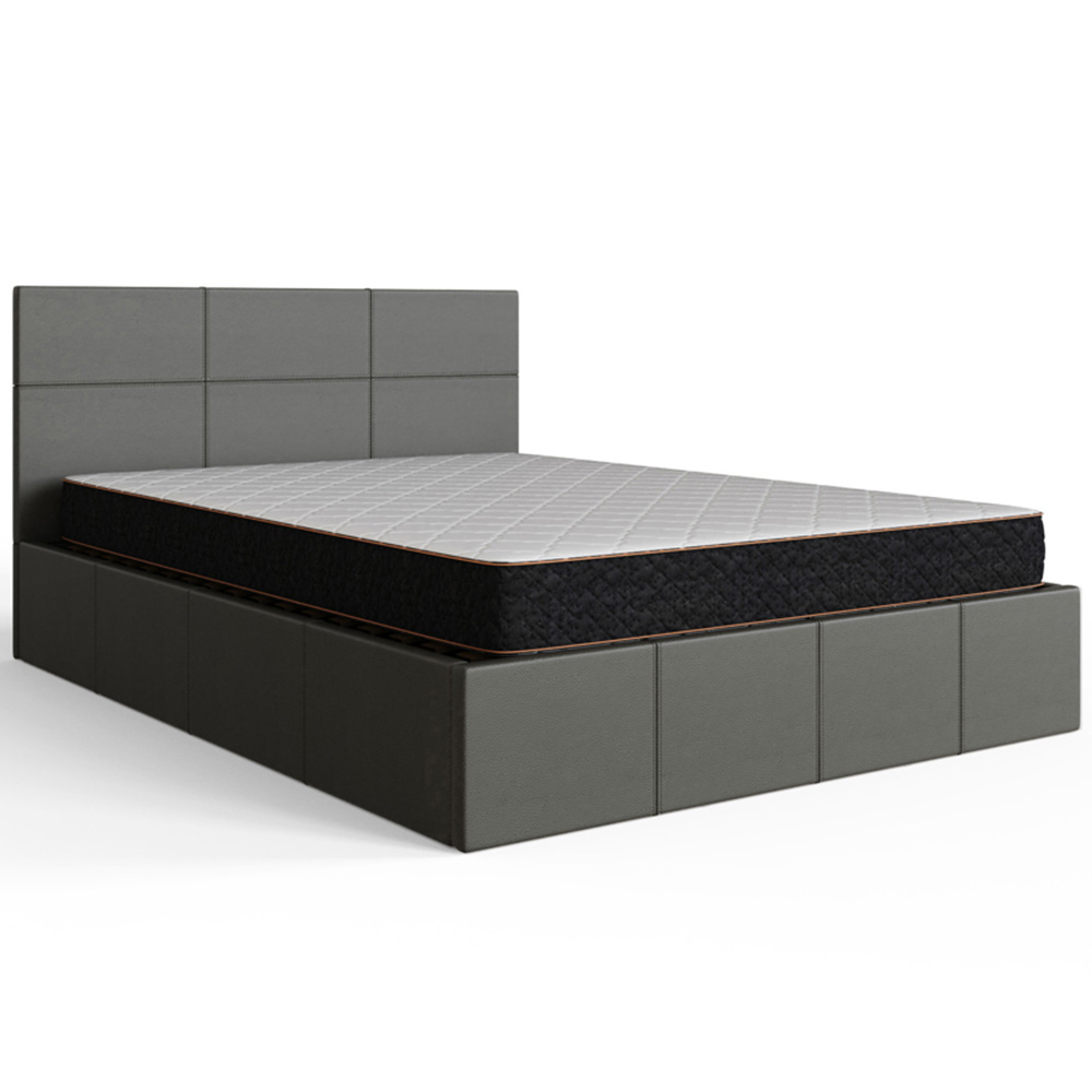 GFW King Size Grey Faux Leather End Lift Ottoman Bed with Memory Pocket Spring Mattress Image 4
