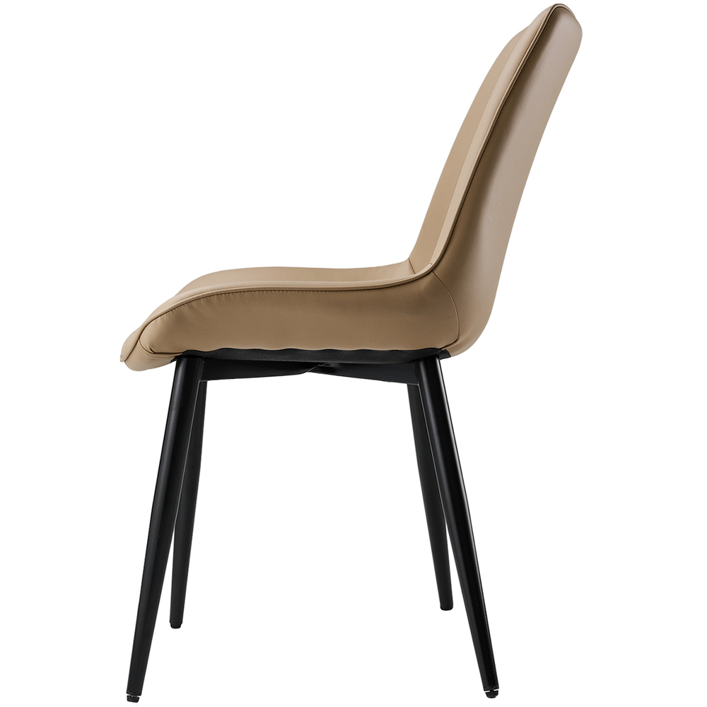 Living and Home Set of 4 Taupe Brown PU Leather Dining Chair Image 3
