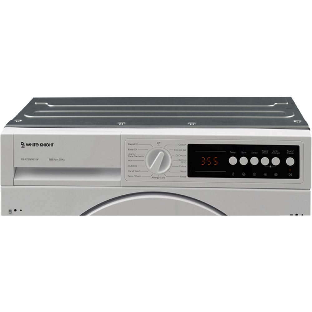 White Knight WK-ATBIWM814W 8kg 1400 RPM White Integrated Washing Machine Image 5