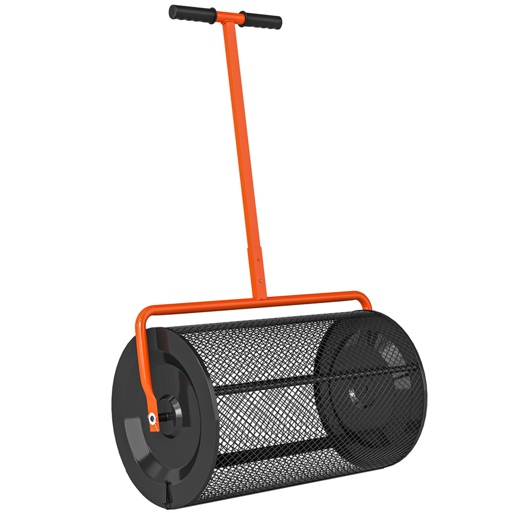 Outsunny Orange and Black Compost Spreader with Adjustable Handle 300L Image 1