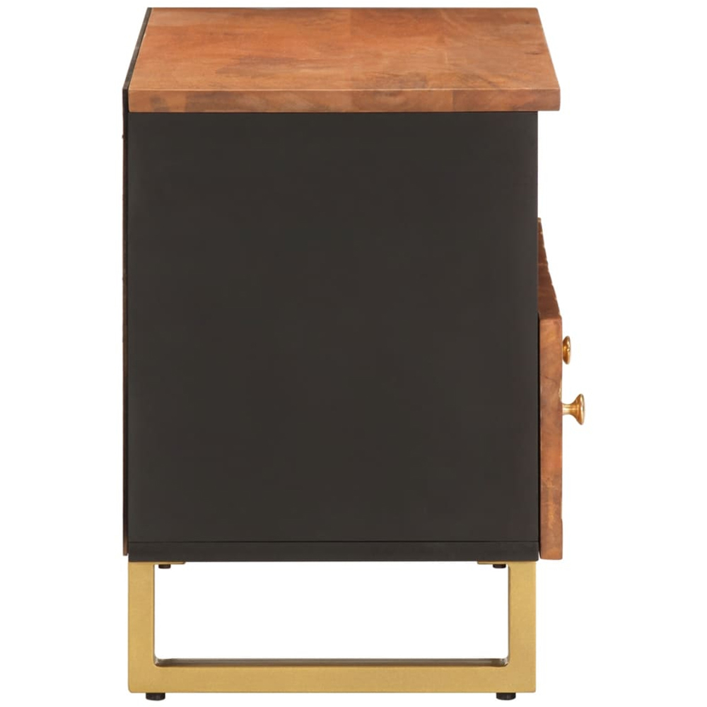 vidaXL 2 Drawer 2 Open Self Brown and Black Solid Wood Mango TV Cabinet Image 5