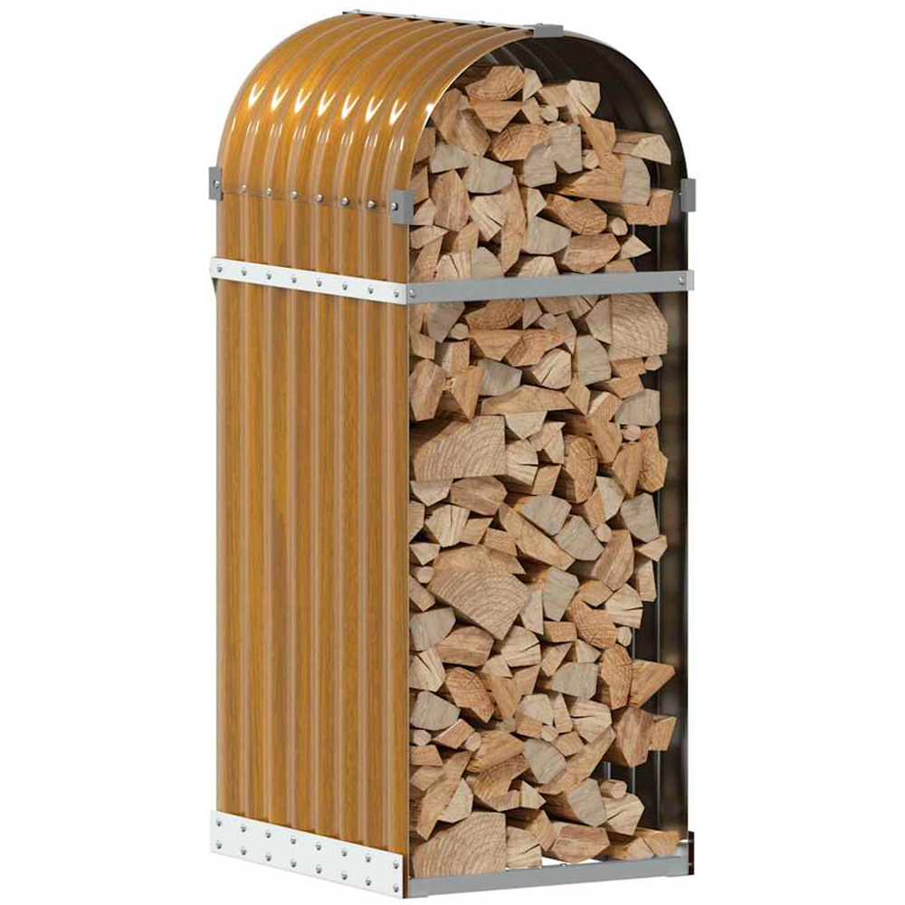 vidaXL Brown Galvanised Steel Firewood Log Holder 100 x 40 x 45cm Image 2