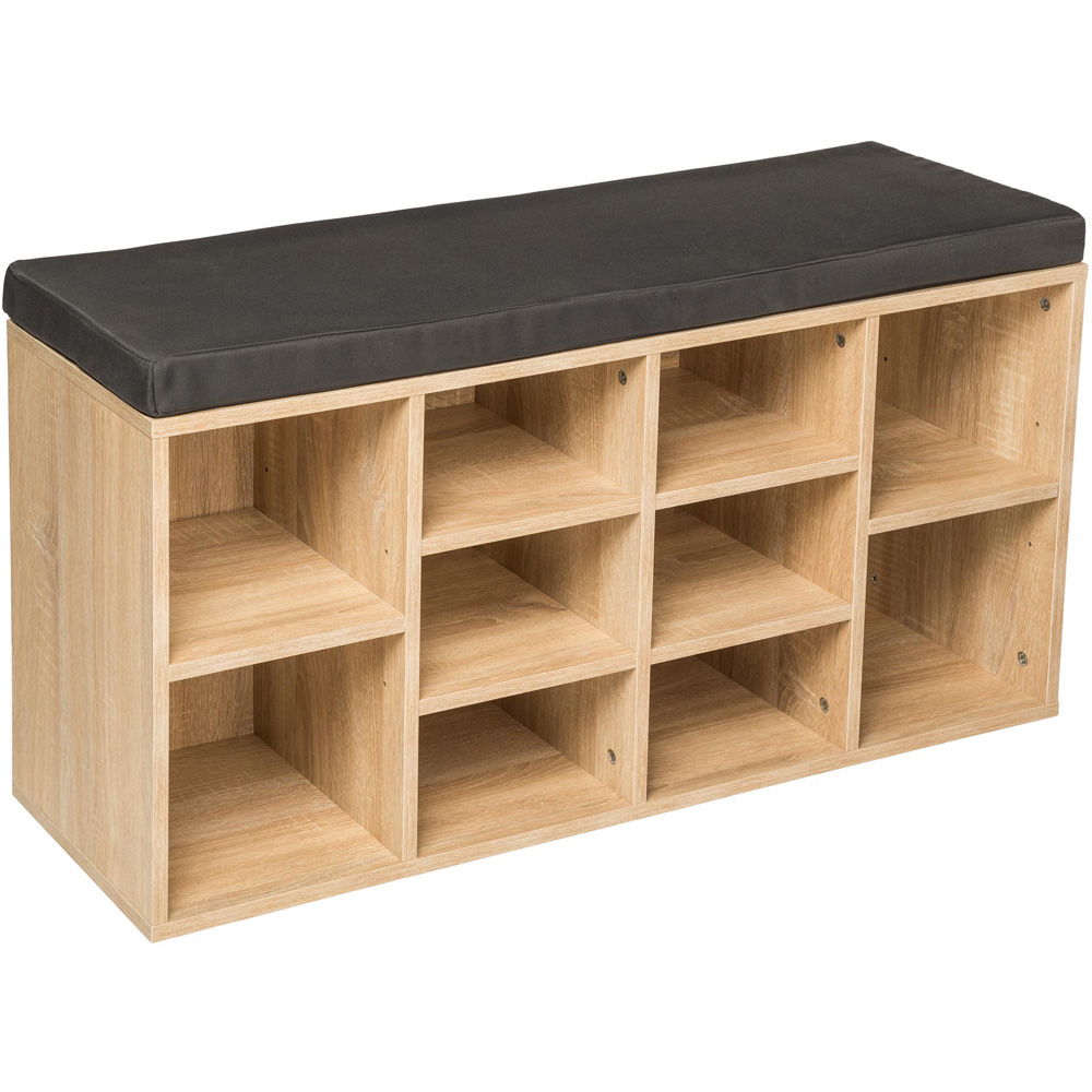 tectake 10 Compartment Light Oak Shoe Rack Image 2