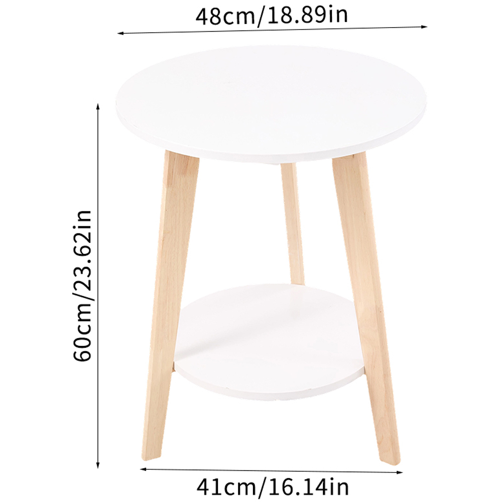 Living and Home 2-Tier White Round Wooden Coffee Side Table Image 9