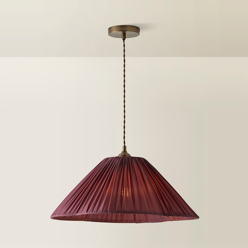 ValueLights Posie Pink Gathered Tapered Shade Ceiling Pendant Light with Bulb Image 3