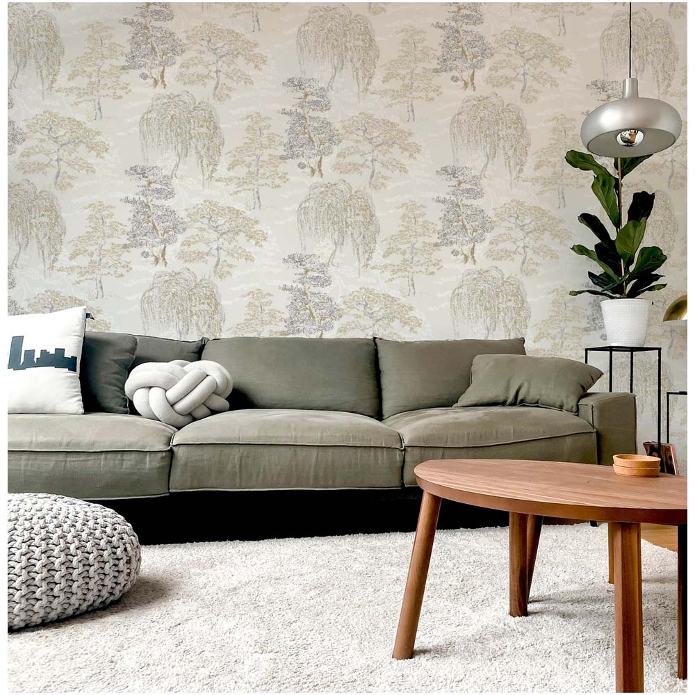 Arthouse Oriental Garden Neutral and Gold Wallpaper Image 3