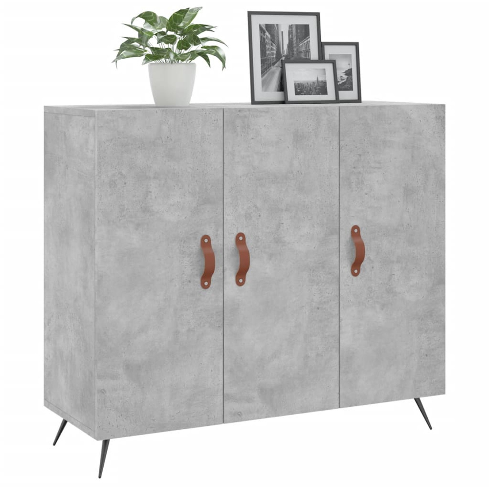 vidaXL 3 Door Concrete Grey Wooden Sideboard Image 3