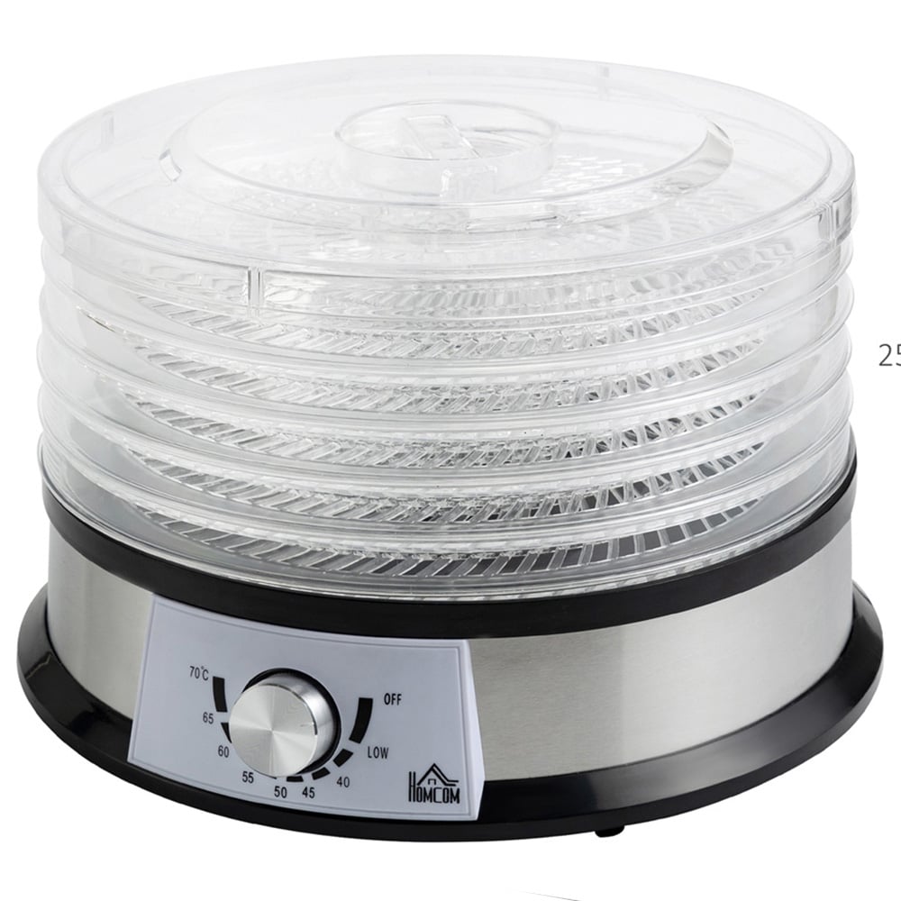 HOMCOM 800-145V70 5 Tier Silver Food Dehydrator 250W Image 1