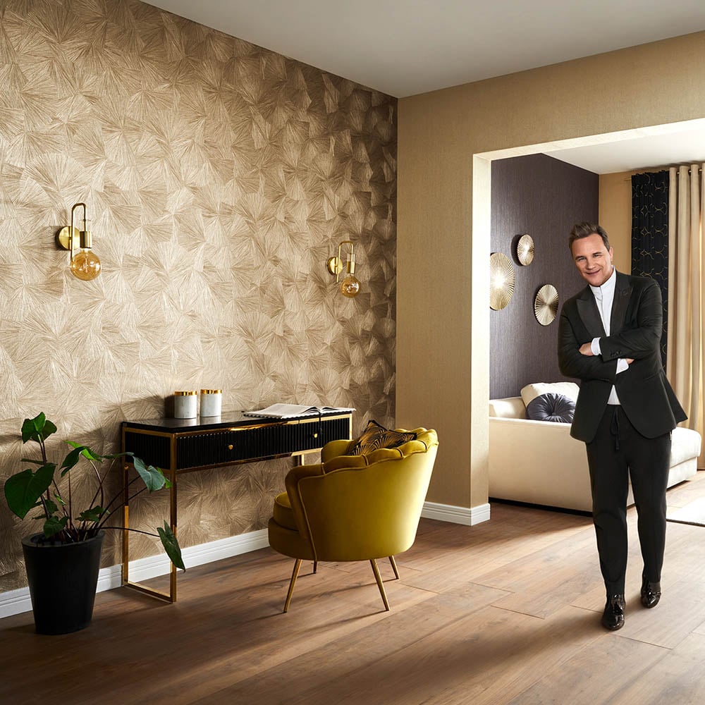 Erismann Striking Designer Japandi Gold Vinyl Wallpaper Image 3