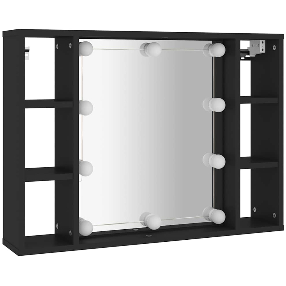 vidaXL 6 Shelf Black LED Mirror Cabinet Image 2