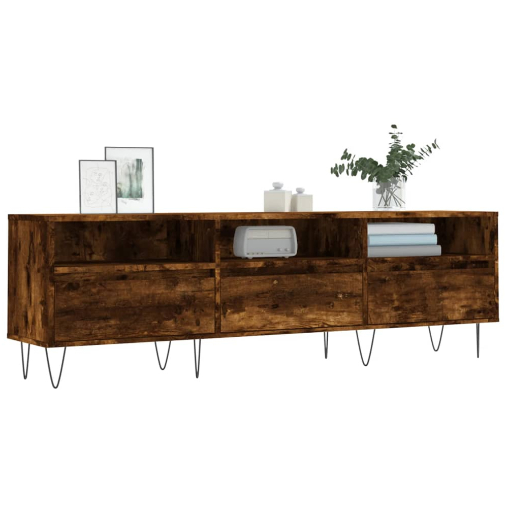 vidaXL 3 Door 3 Shelf Smoked Oak TV Cabinet Image 3