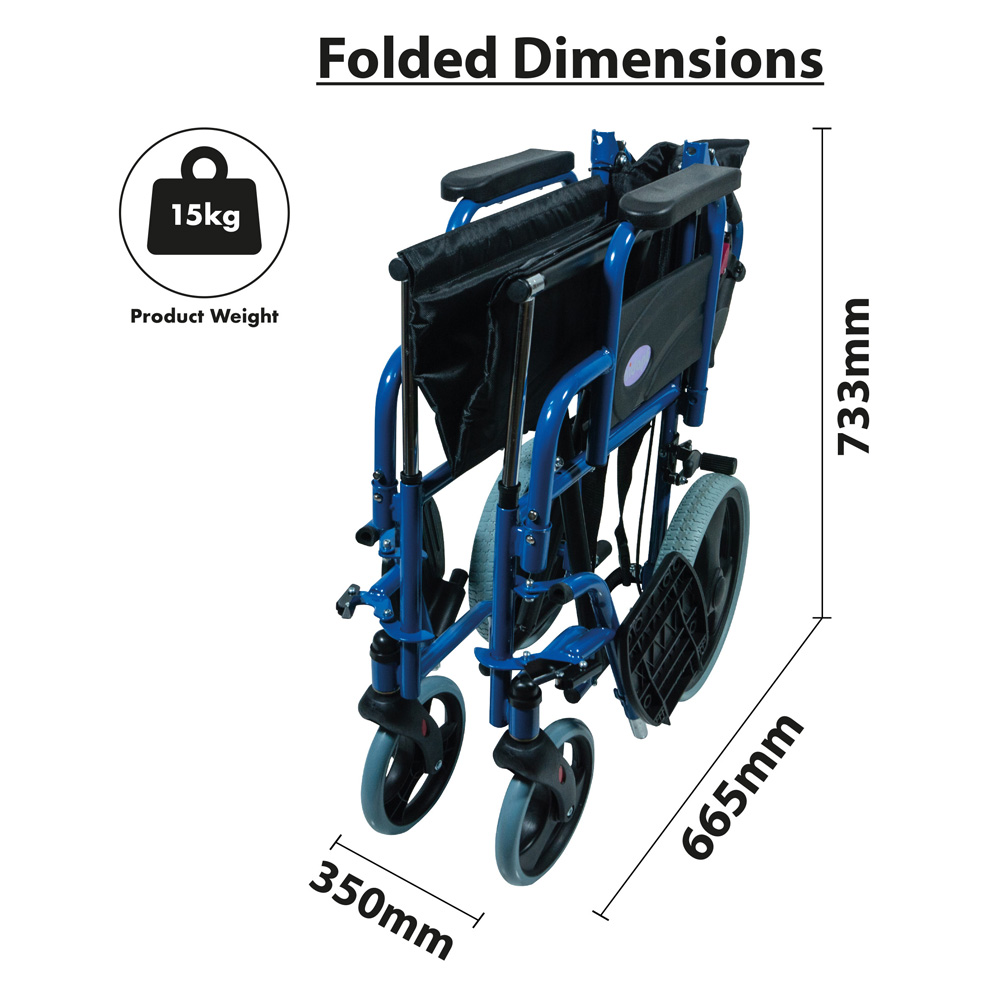 Aidapt Deluxe Blue Steel Attendant Propelled Wheelchair Image 8