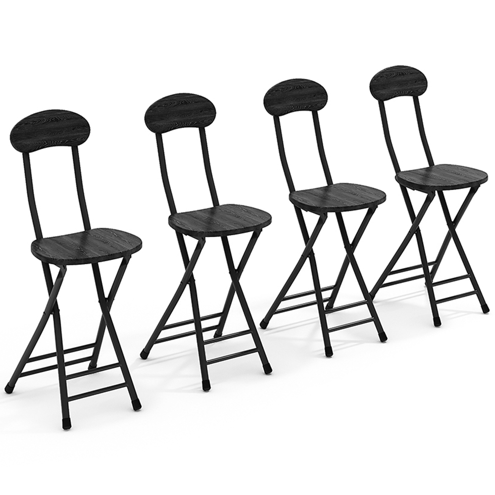 Living and Home Set of 4 Black Compact Wooden Folding Chair Image 2