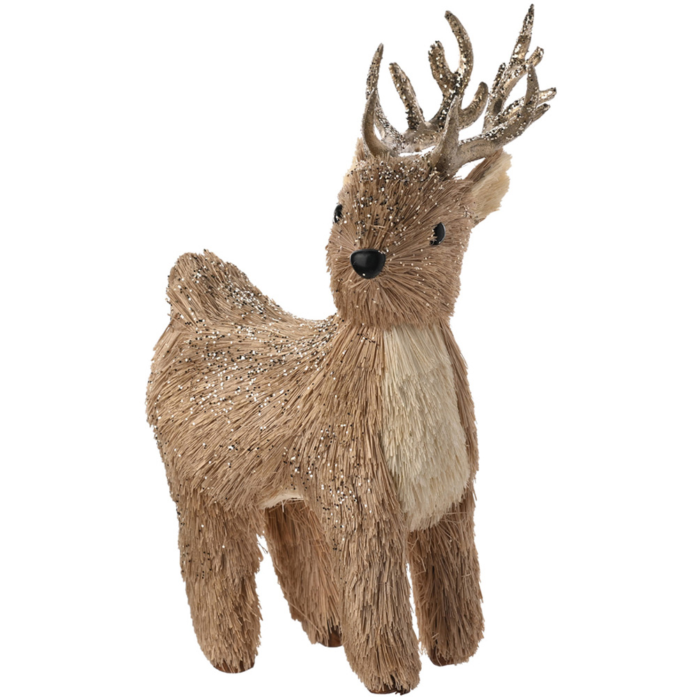 The Seasonal Gift Co. Standing Straw Deer Christmas Decoration 13cm Image 3