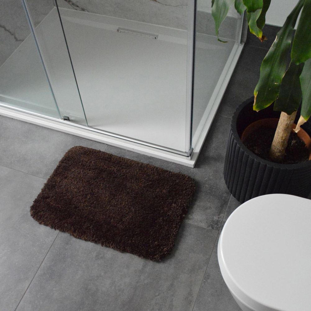 Allure Bath Fashions Coffee Microfibre Shaggy Bath Mat 40 x 60cm Image 2