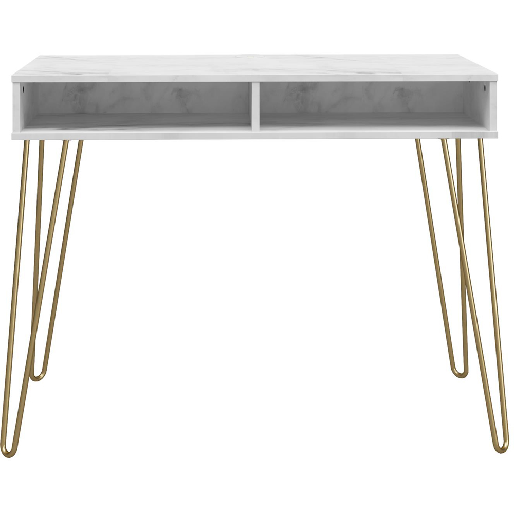 Novogratz Athena 2 Shelf Laptop Desk Faux Marble Image 4