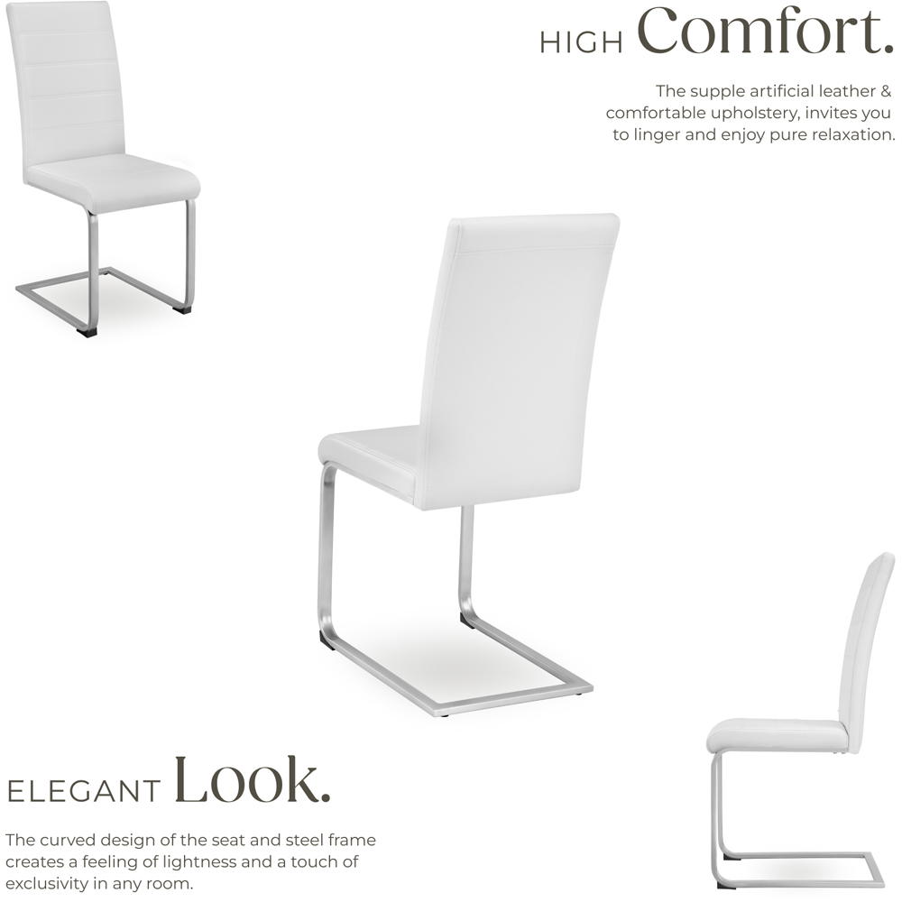 tectake Set of 2 White Cantilever High Backrest Dining Chair Image 4