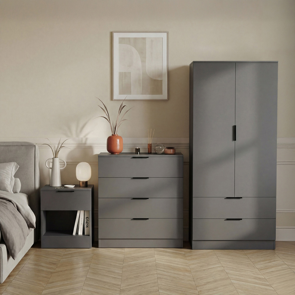 VIDA DESIGNS Trega Grey 3 Piece Bedroom Furniture Set Image 5