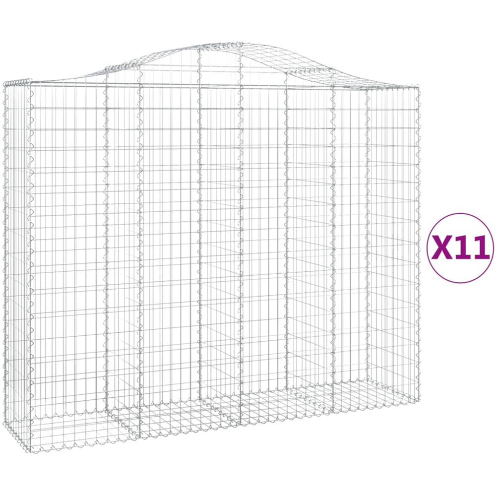 vidaXL Silver Galvanised Iron Arched Gabion Basket 160/180 x 200 x 50cm Image 3