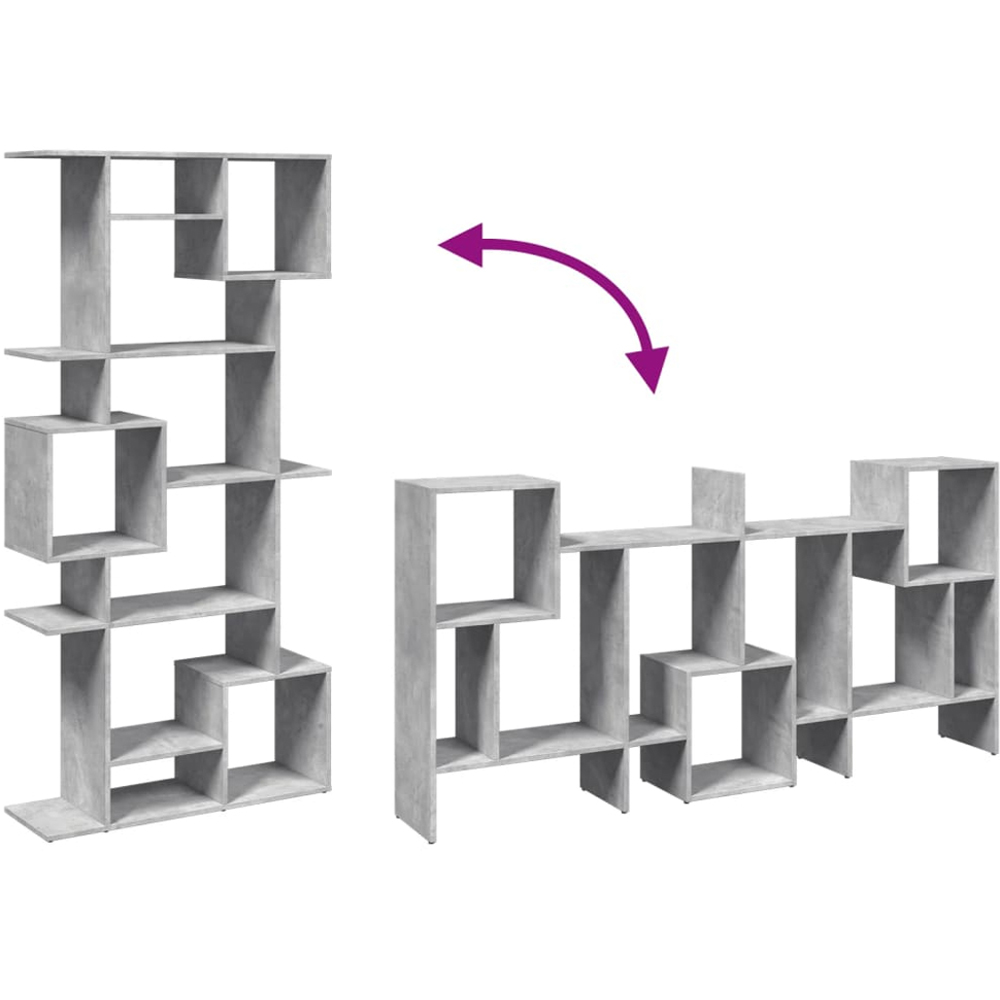 vidaXL 9 Shelf Concrete Grey Bookcase Image 7