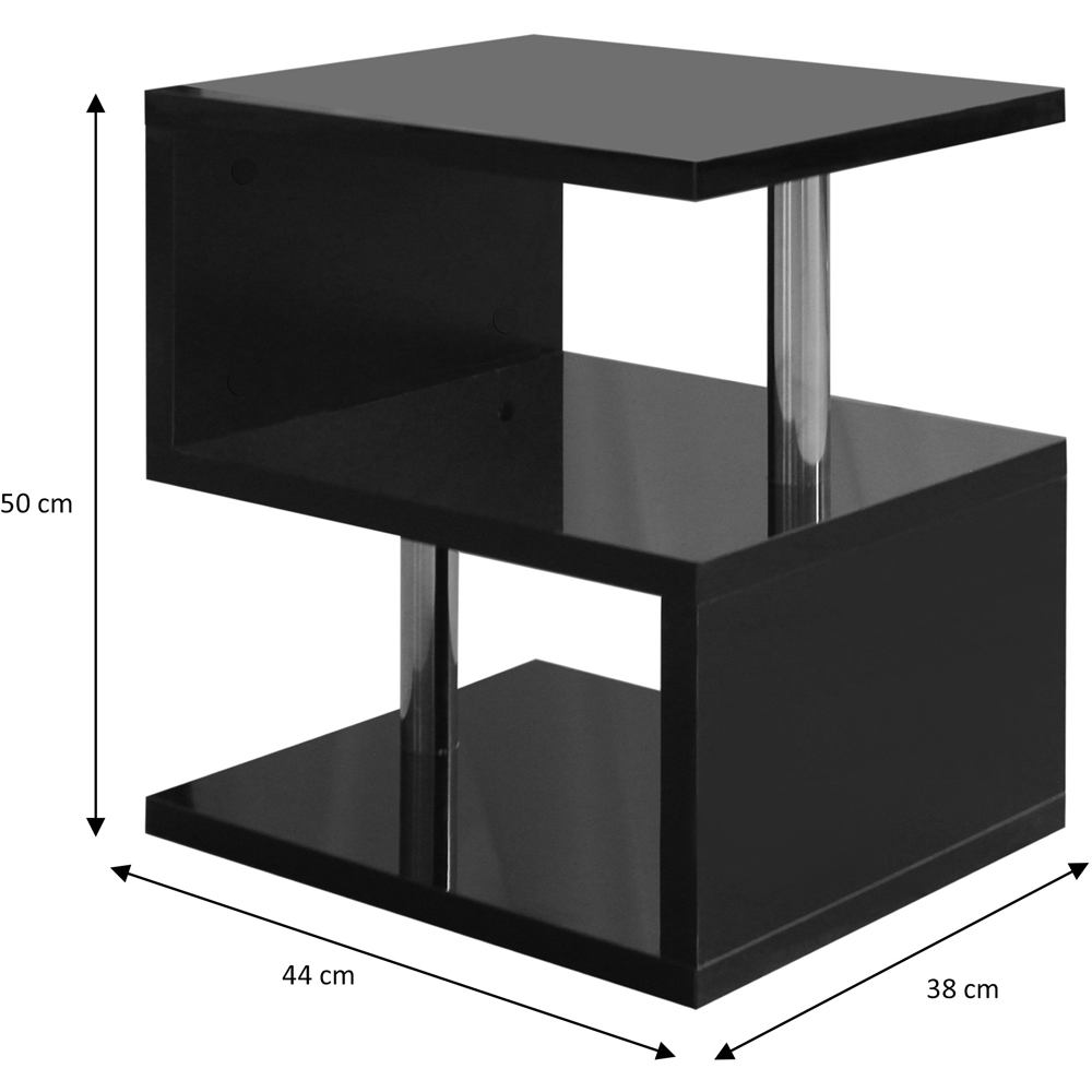 Comfy Living 2 Shelf Black High Gloss Abstract LED Side Table Image 6