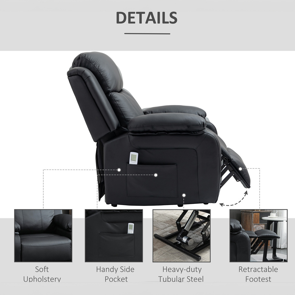 Portland Black Power Lift Massage Reclining Chair with Remote Image 4