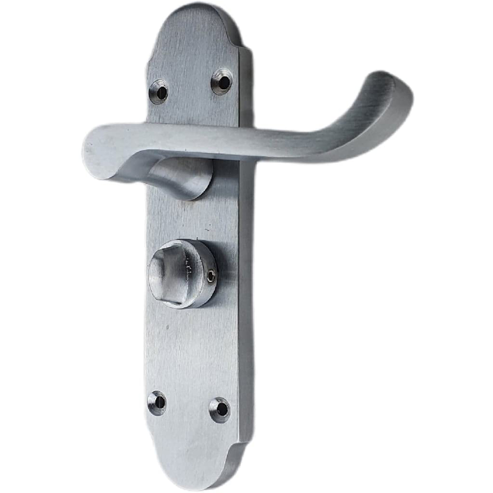 Golden Grace Satin Chrome Victorian Epsom Bathroom Latch Door Handle with Hinge Image 2