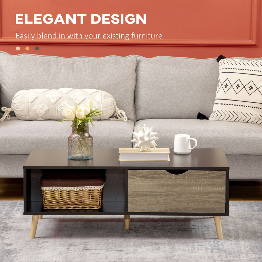 Portland Modern Black Wooden Coffee Table Wilko