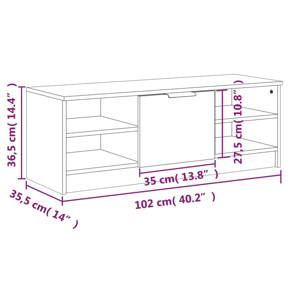 vidaXL Single Door 4 Shelf Grey Sonoma TV Cabinet Image 9