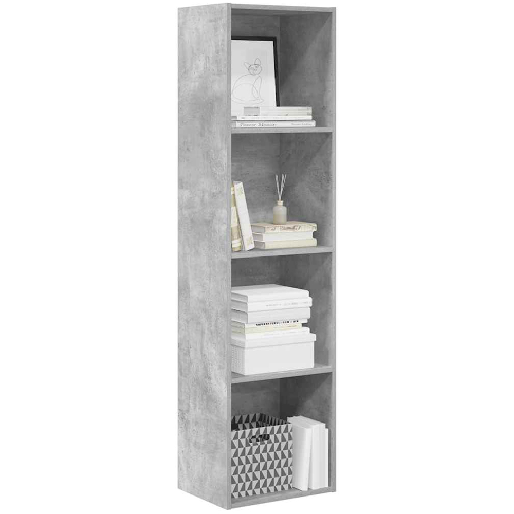 vidaXL 4 Shelf Concrete Grey Bookcase Image 4