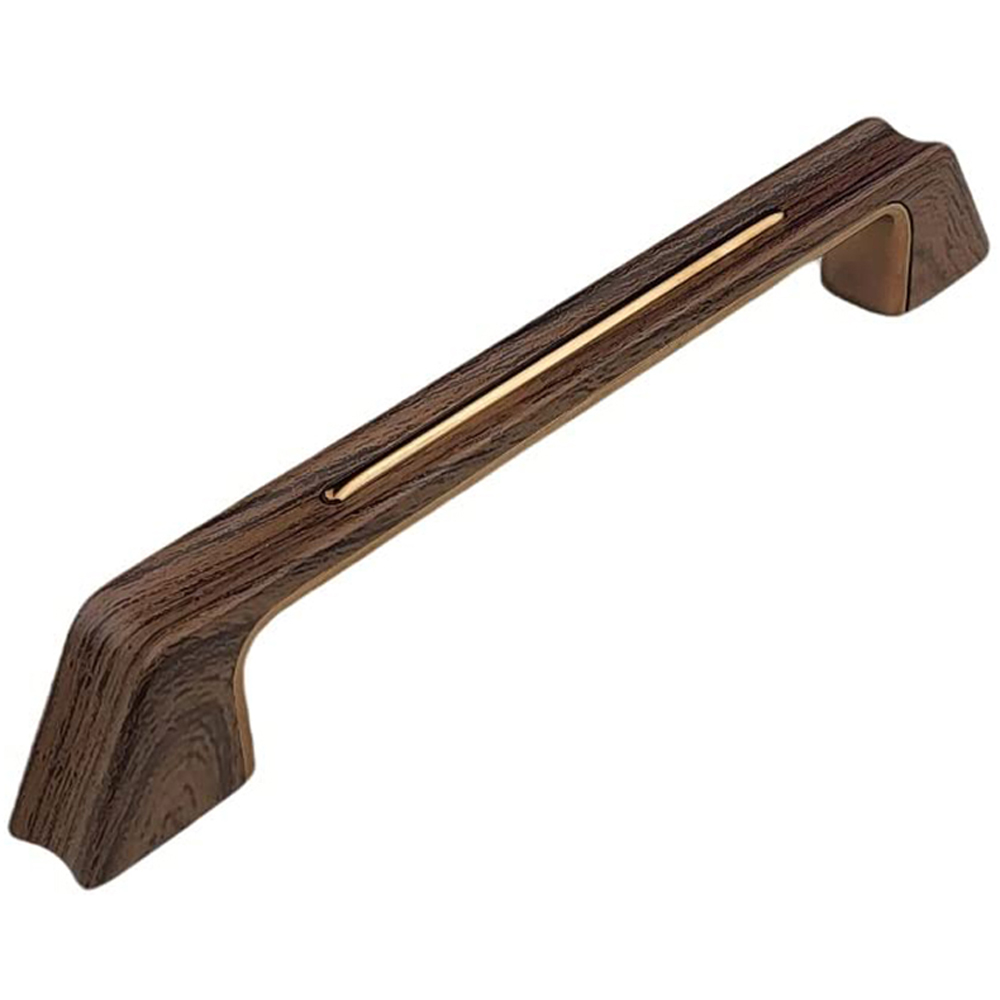 Golden Grace Teak Wood Rose Gold Kappa Cabinet Pull Handle Set 224mm Image