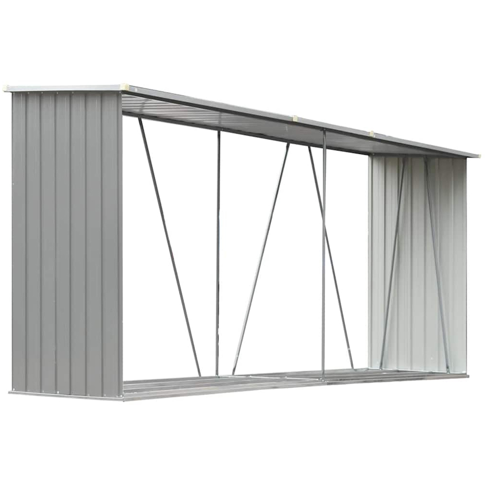 vidaXL 3 x 11ft Grey Garden Log Storage Shed Image 1