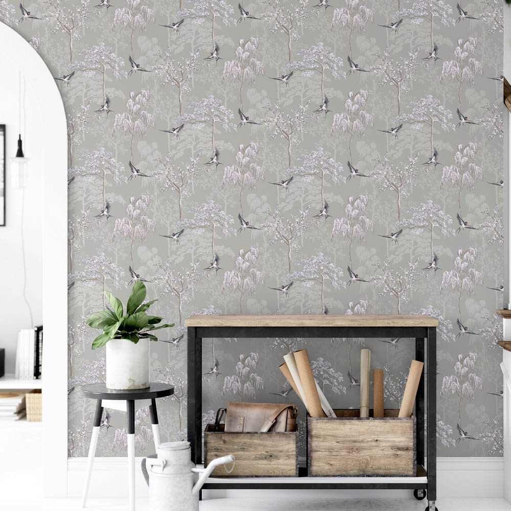 Arthouse Japanese Garden Grey Wallpaper Image 3