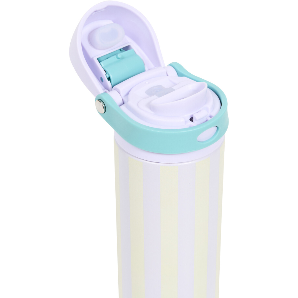 Stainless Steel Bottle with 2-Way Lid and Straw Purple Stripe Image 5