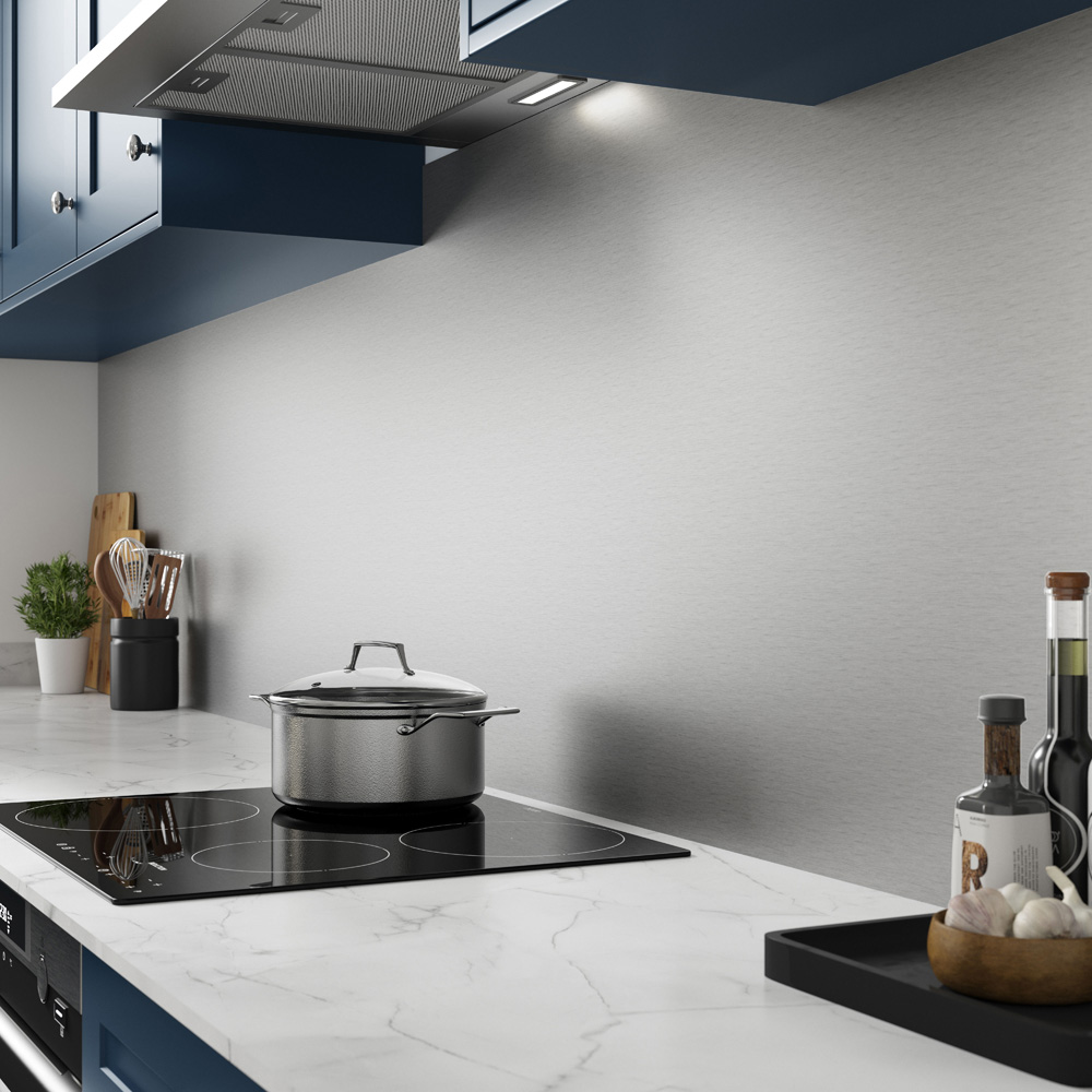 Alloy Brushed Steel and Titanium Kitchen Splashback 3000 x 75x 4mm Image 9