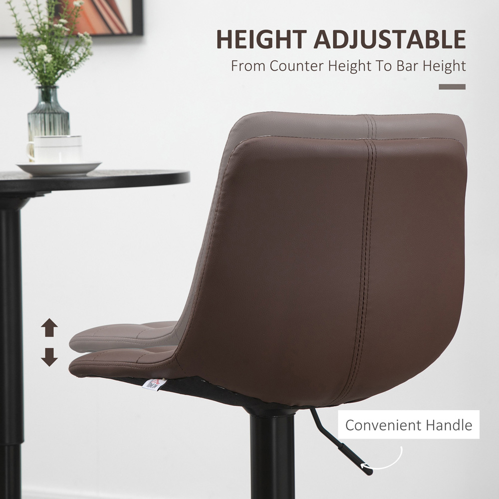Portland Brown Quilted Pattern Adjustable Bar Stool Set of 2 Image 6