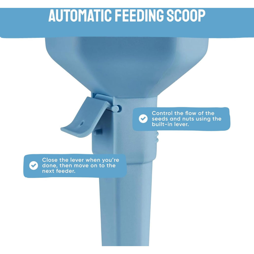 Happy Beaks Blue Large Plastic Feed Scoop with Handle and Lever Image 6