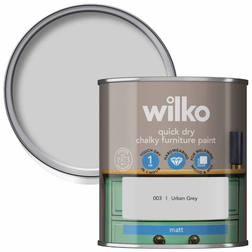 Wilko Quick Dry Urban Grey Furniture Paint 250ml Image 1