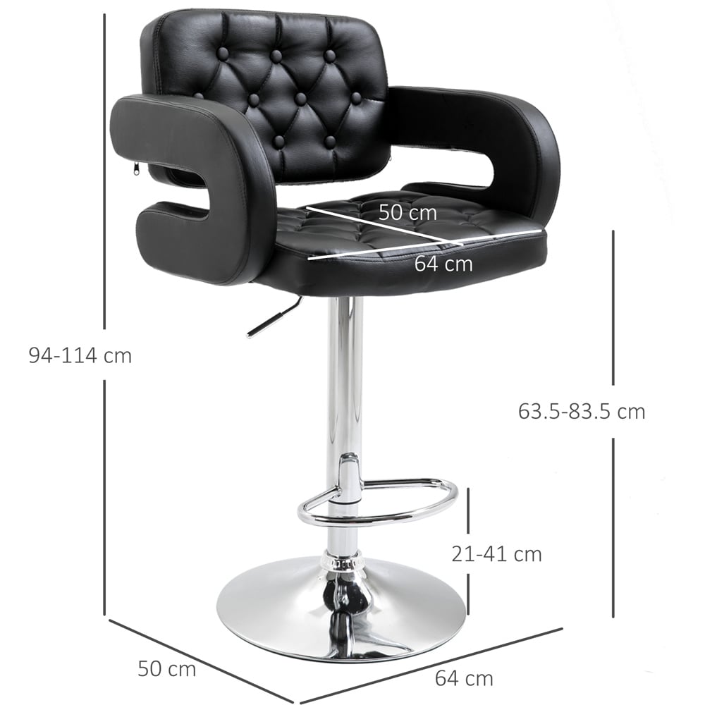 Portland Black PU Leather Height Adjustable Swivel Bar Stool Image 8