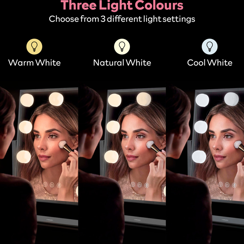 Carmen Hollywood 9 Bulb Black Metal Vanity Mirror 30 x 25cm Image 4