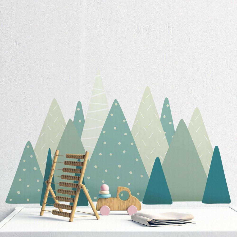 Walplus Kids Green Scandinavian Mountains Self Adhesive Wall Stickers Image 2