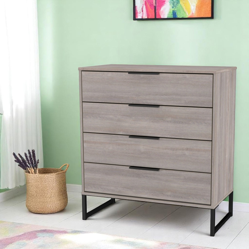 Crowndale Hong Kong 4 Drawer Grey Oak Chest of Drawers Ready Assembled Image 7