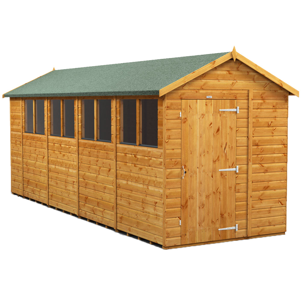 Power Sheds 18 x 6ft Apex Wooden Shed with Window Image 1